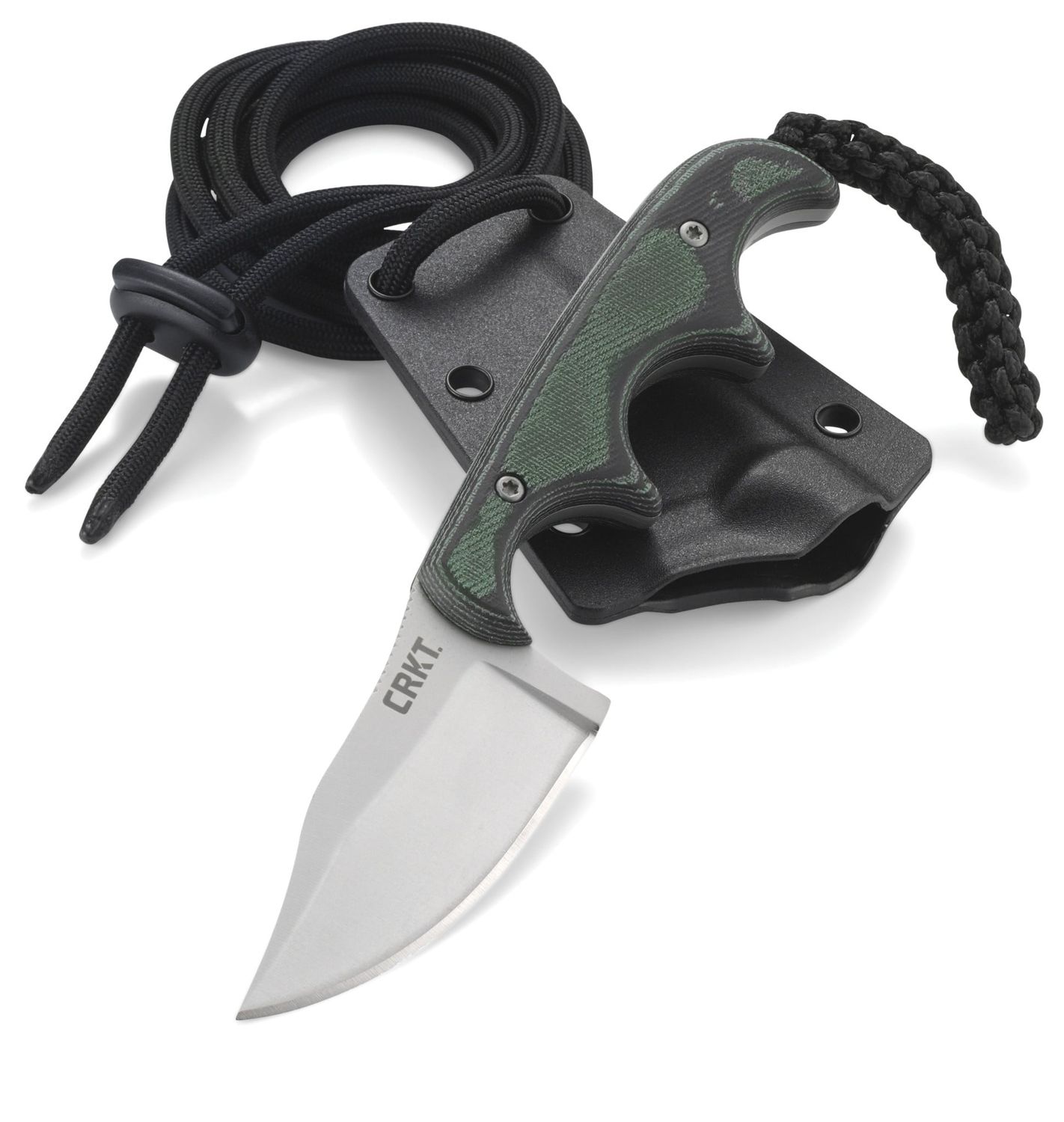 CRKT Minimalist Bowie Neck Knife, Green Micarta, 5Cr15MoV