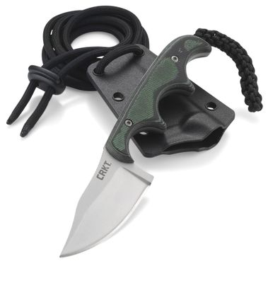 CRKT Minimalist Bowie Neck Knife, Green Micarta, 5Cr15MoV