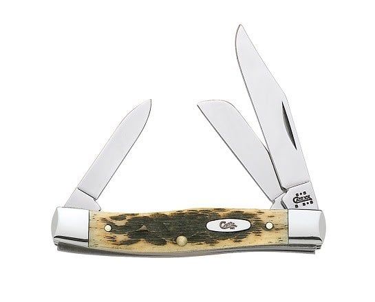 Case Medium Stockman Peach Seed Jig Amber Bone, Carbon Steel