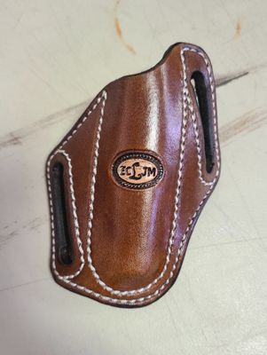 ECLJM Trapper Sheath, Angled Carry, Plain Brown, Round Cut