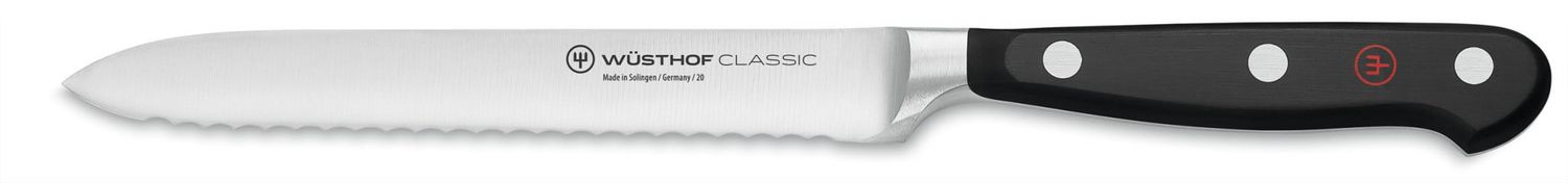 Wusthof Classic 5" Serrated Utility Knife, Black Handle