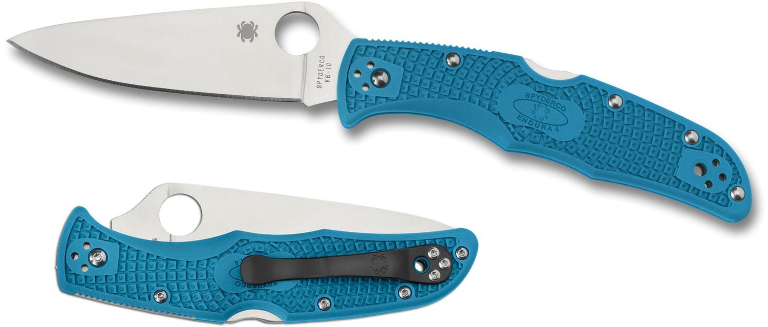 Spyderco Endura 4 Blue FRN Lightweight Handle, Plain Edge VG10