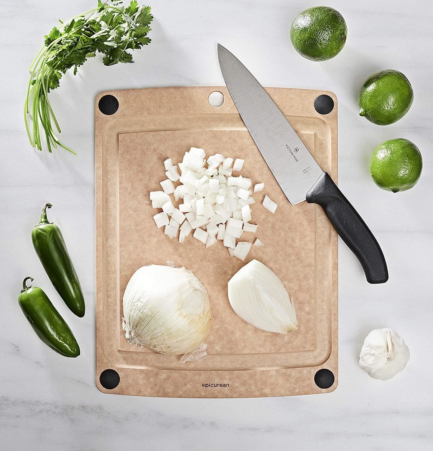 Epicurean All-In-One Cutting Board Natural with Rubber Feet 14.5"x11.25"