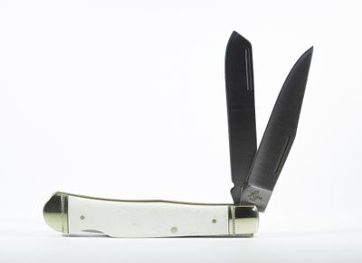 ABKT Roper Series Double Action Lockback Trapper, Carbon Steel, White Bone Handle