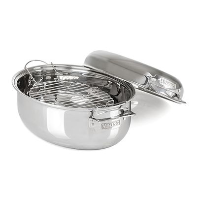 Viking 3-Ply 18/8 Stainless 8.5 Qt Oval Roaster Lid &amp; Rack