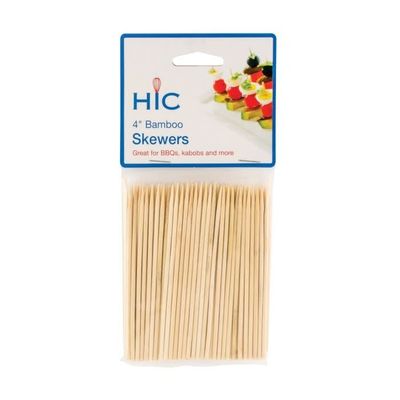HIC Kitchen 4" Bamboo Skewer Pack of 100