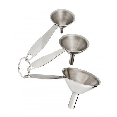 HIC Kitchen Condiment Funnels with Handle- Set of 3
