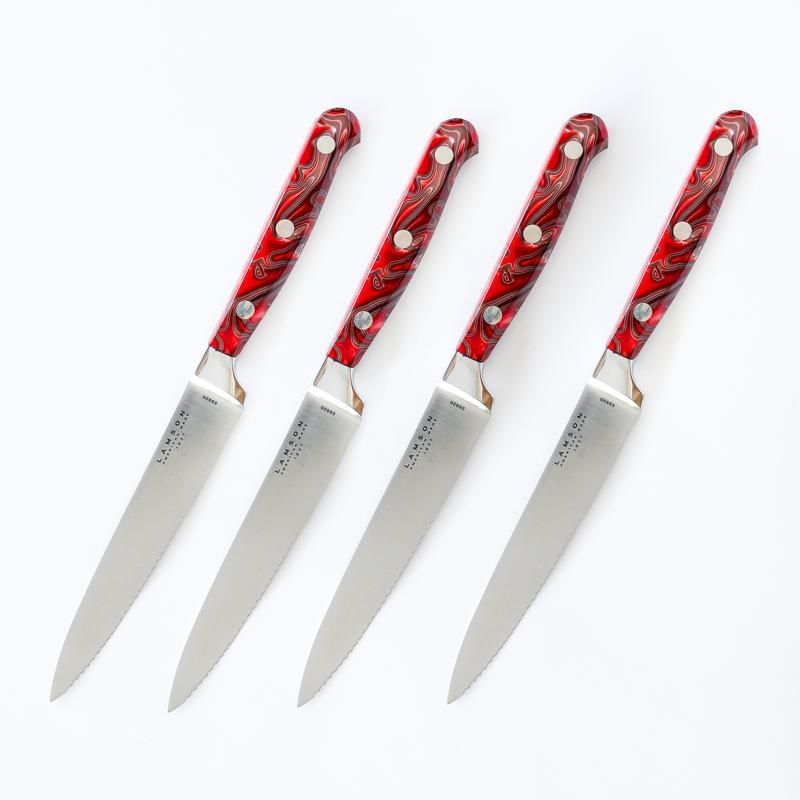 Lamson Fire 4pc Steak Knife Set, Serrated