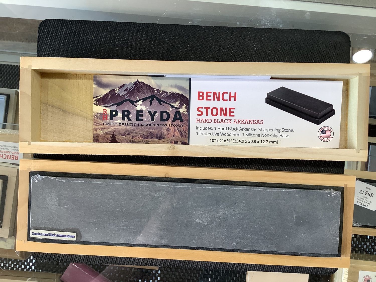RH Preyda Hard Black Arkansas Bench Stone 10"x2"x1/2"