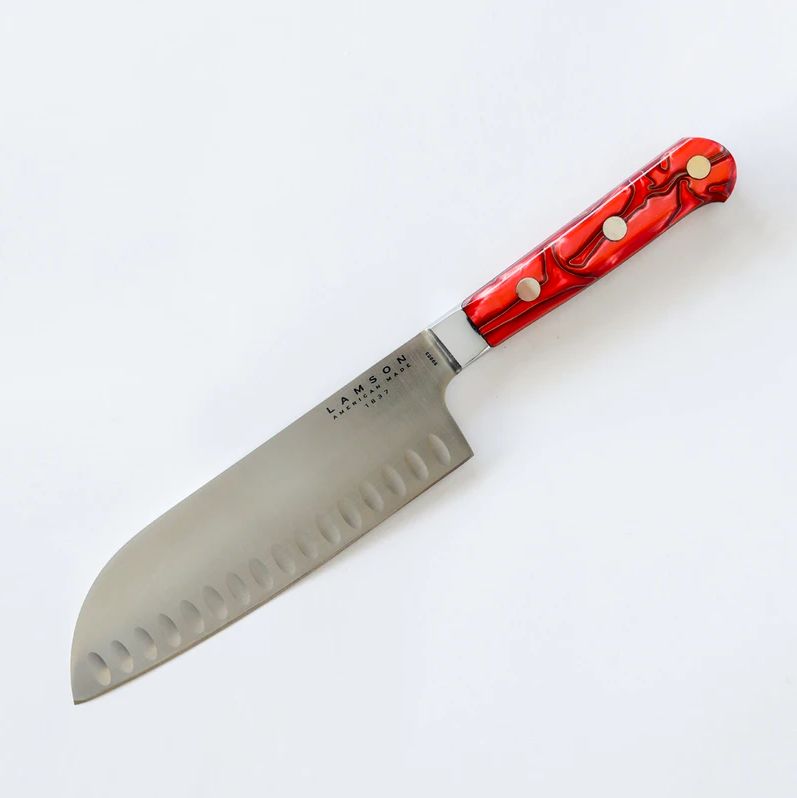 Lamson, Fire Series 7″ Premier Forged Santoku Knife With Kullenschliff (Granton) Edge