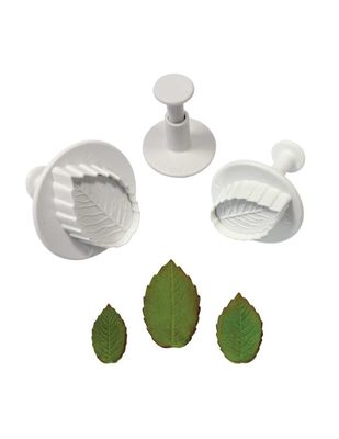 PME Veined Rose Leaf Plunger Cutter- Set of 3