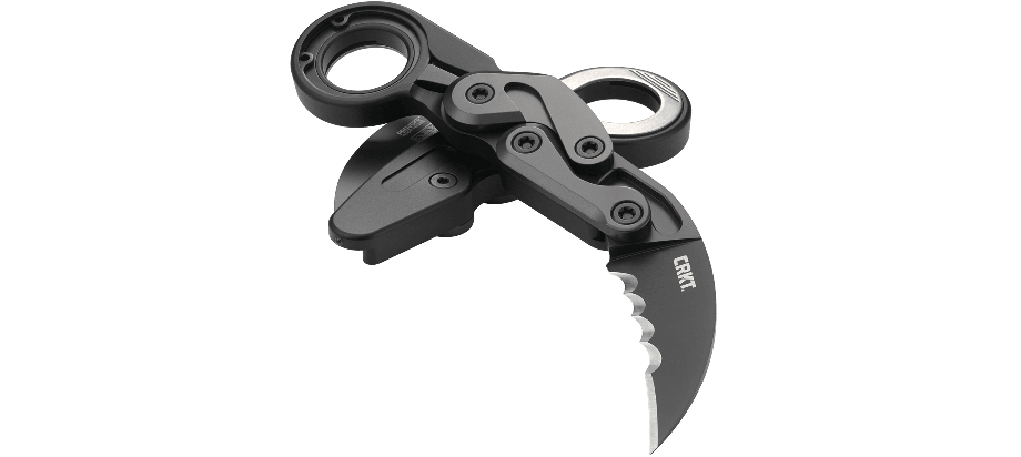 CRKT Provoke Kinematic Karambit, Veff Serrations, Black Aluminum, D2
