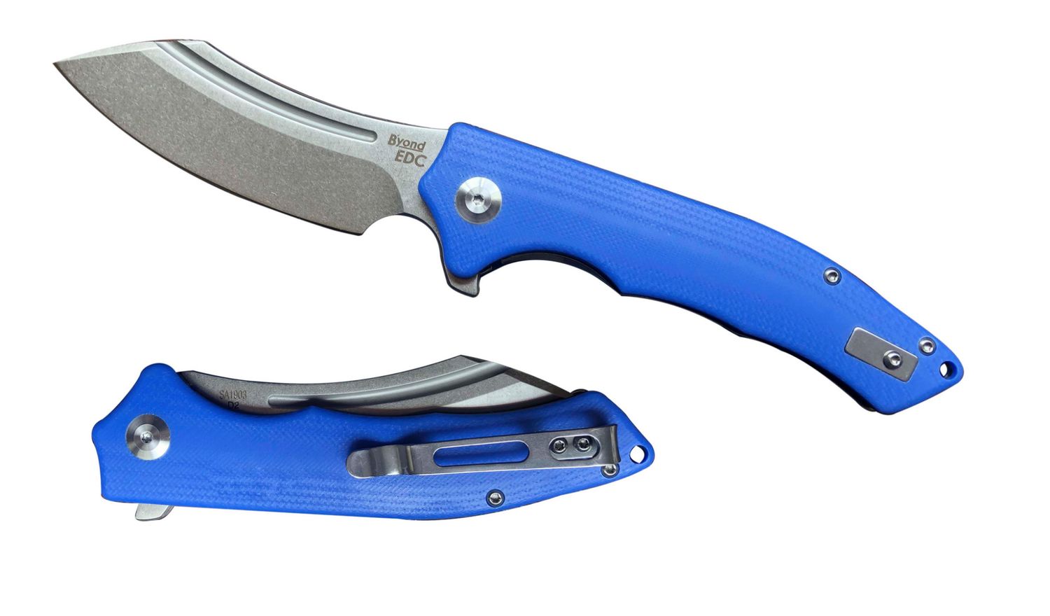 B'yond EDC Sunder Flipper, Blue G10, D2 Steel