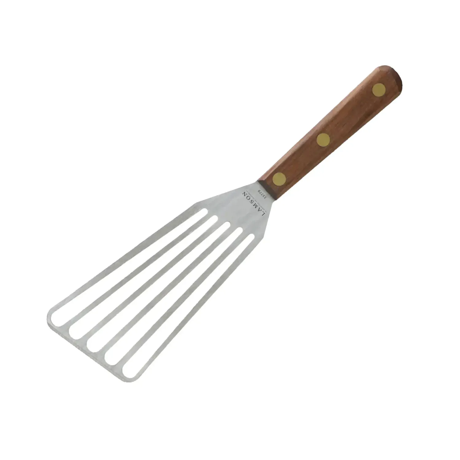 Lamson 4" x 9" Jumbo Slotted Chef's Turner with Walnut Handle Right Handed