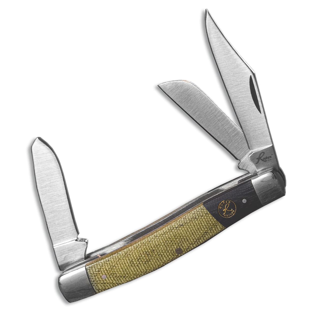 ABKT Roper Series Rattler Stockman Black &amp; Green Micarta, 1065 Carbon Steel