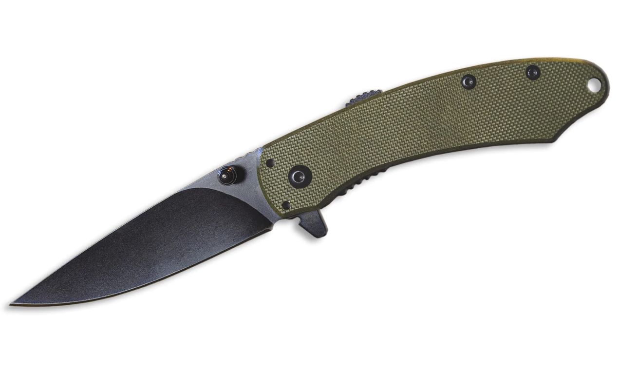 ABKT Ember Elite Folder Assisted OD Green G10 Scales