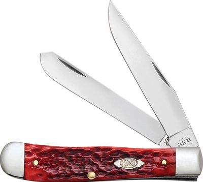 Case Cutlery Trapper Dark Red Bone Handle, Carbon Steel