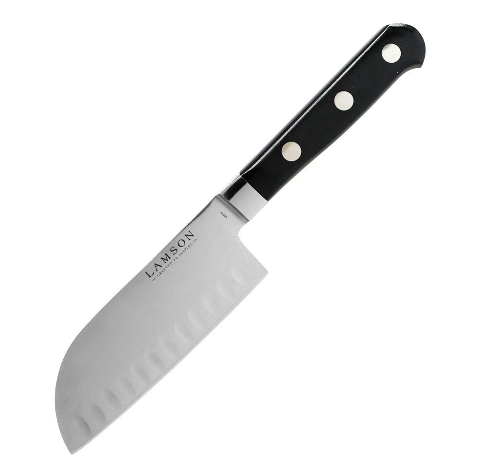 Lamson, Midnight Series 5″ Premier Forged Santoku Kullenschliff (Granton) Edge