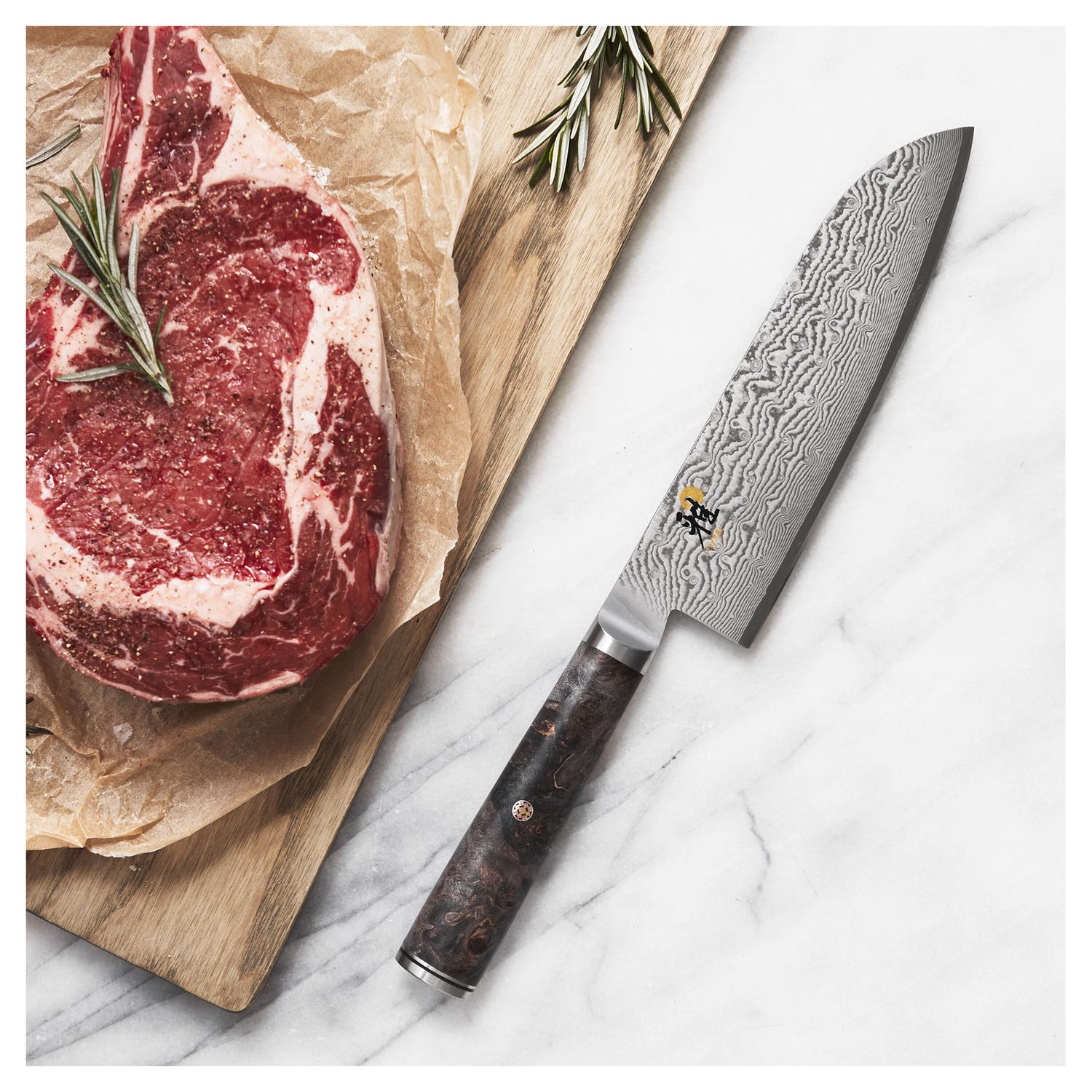 Zwilling, Miyabi, Black, 7" Fine Edge Santoku Damascus
