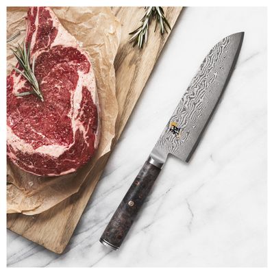 Zwilling, Miyabi, Black, 7" Fine Edge Santoku Damascus