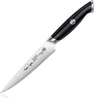 Cangshan Thomas Keller 5" Serrated Utility Knife, Black with Walnut Box
