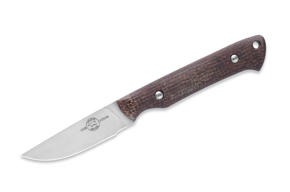 White River Knife &amp; Tool, Small Game Natural Burlap Micarta, CPM S35VN
