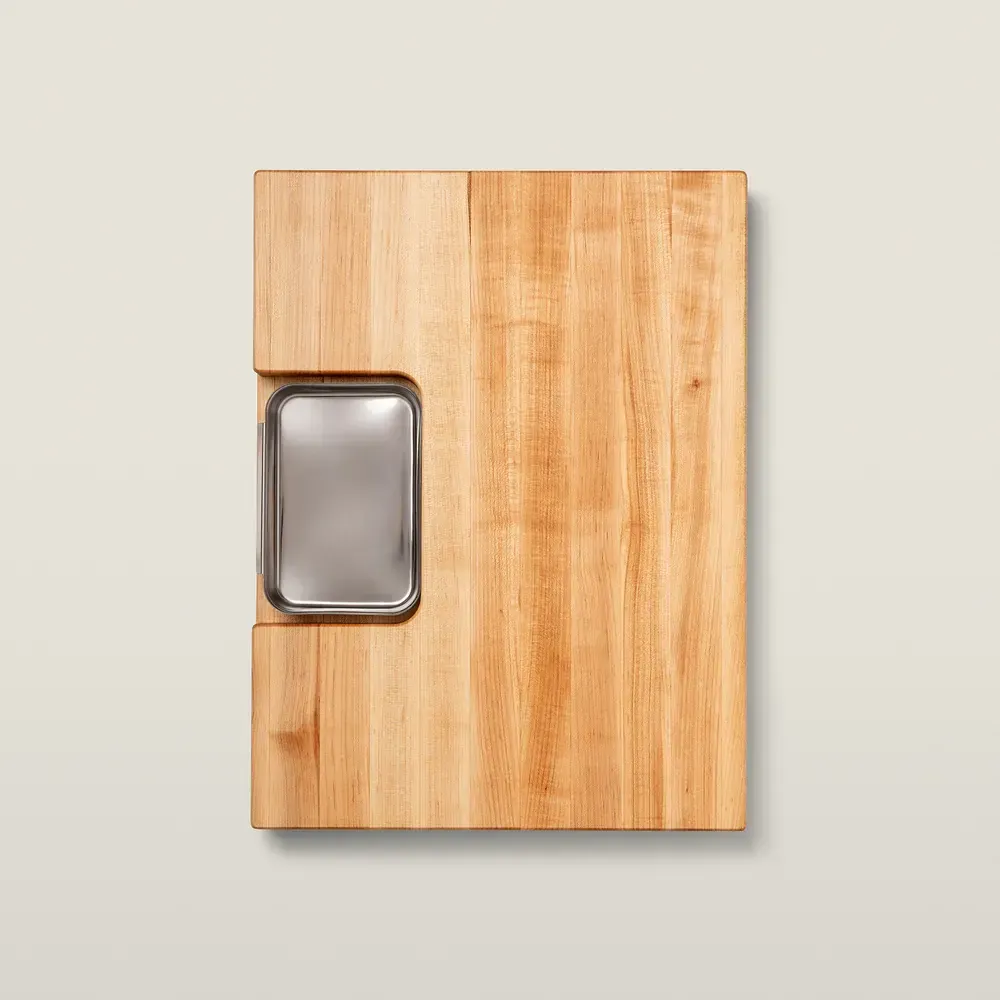 John Boos, Maple Prep Master Cutting Board With Juice Groove &amp; Stainless Pan 24"x18"2-1/4"