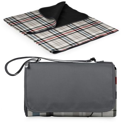 Picnic Time, Oniva, Blanket Tote XL Outdoor Picnic Blanket, (Carnaby Street Collection - Gray with Blue &amp; Red Accents)