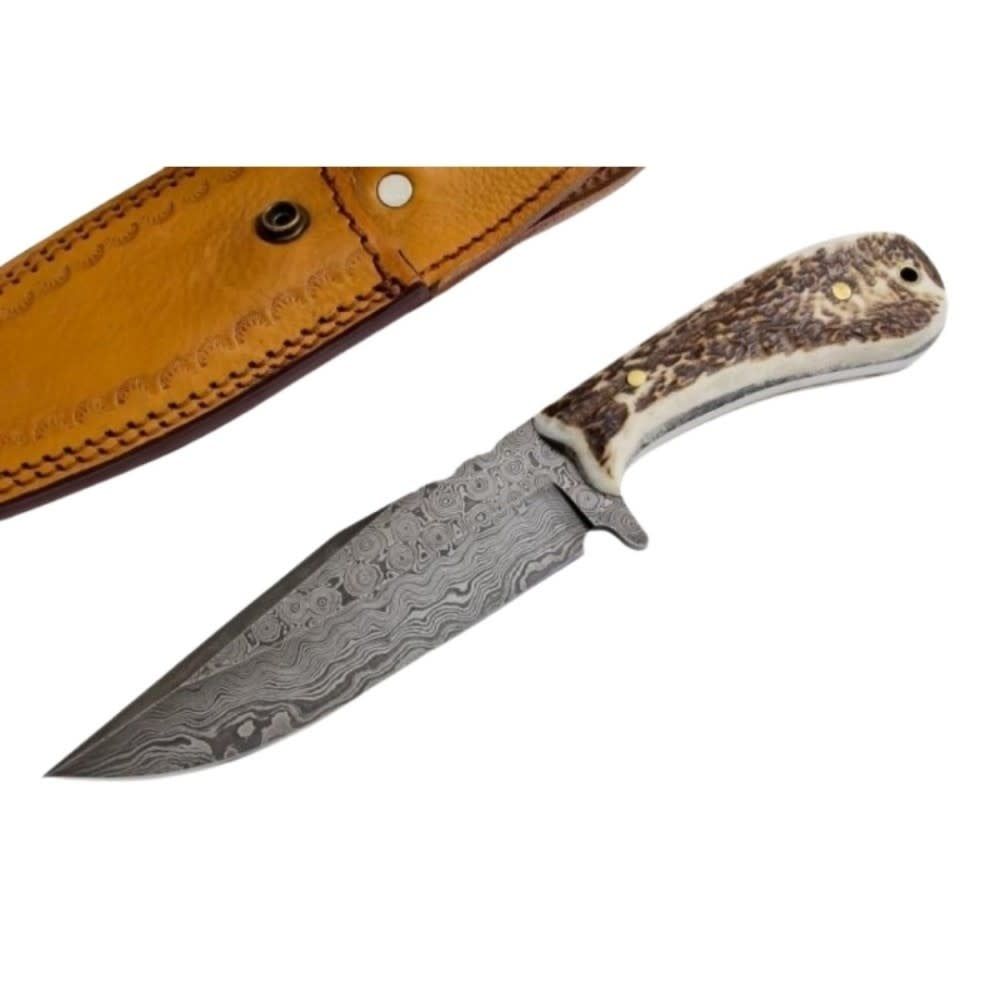 Buck &amp; Bear, Stag Hunter, Fixed Blade Damascus