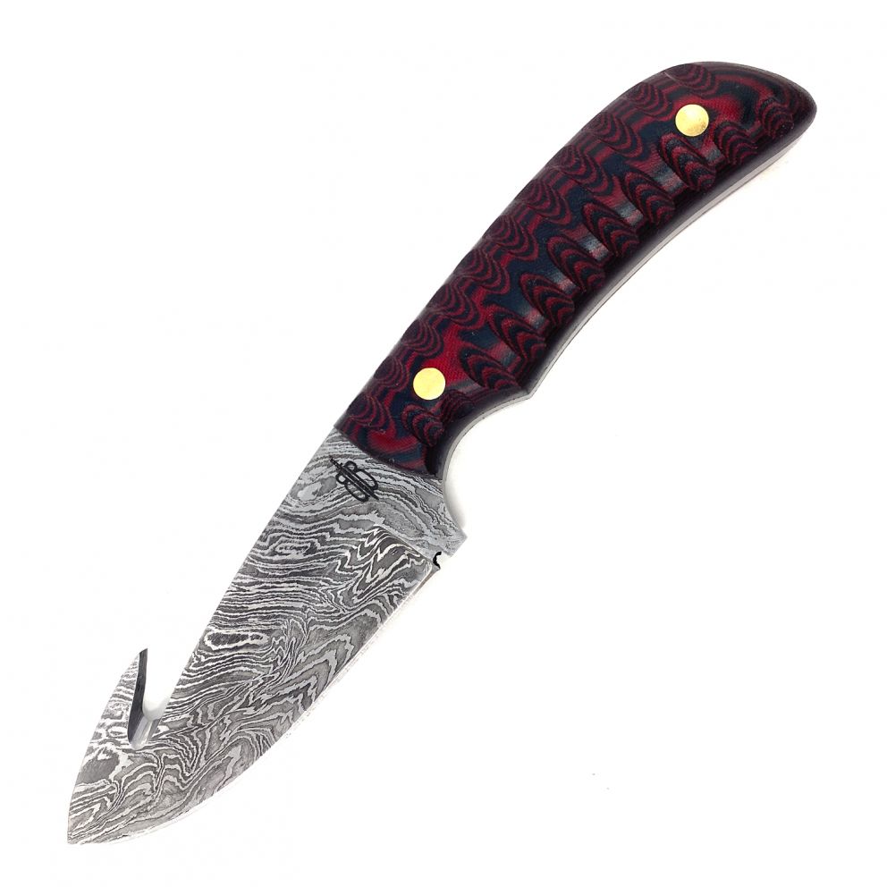 Buck &amp; Bear Damascus Gut Hook Hunting Knife