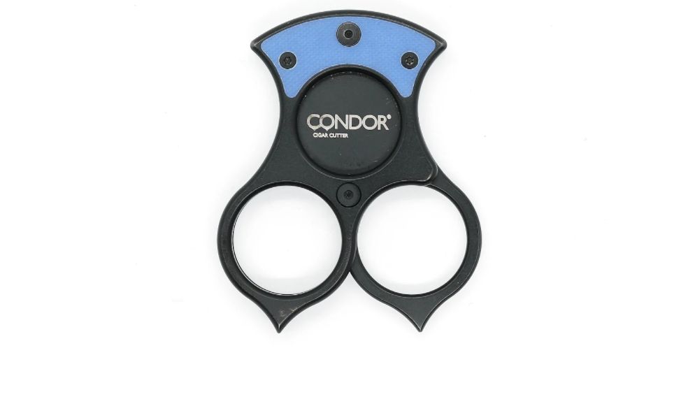 Red Horse, Condor Cigar Cutter PVD Black, Blue Inlay