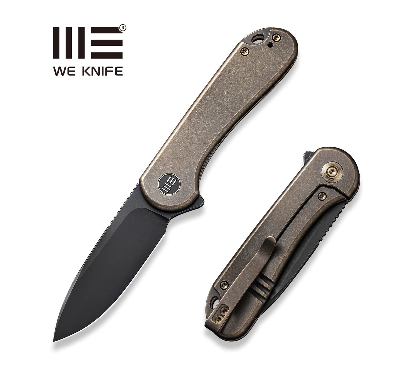 WE Knife Elementum Flipper Black CPM 20CV, Bronze Titanium