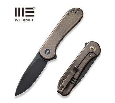 WE Knife Elementum Flipper Black CPM 20CV, Bronze Titanium
