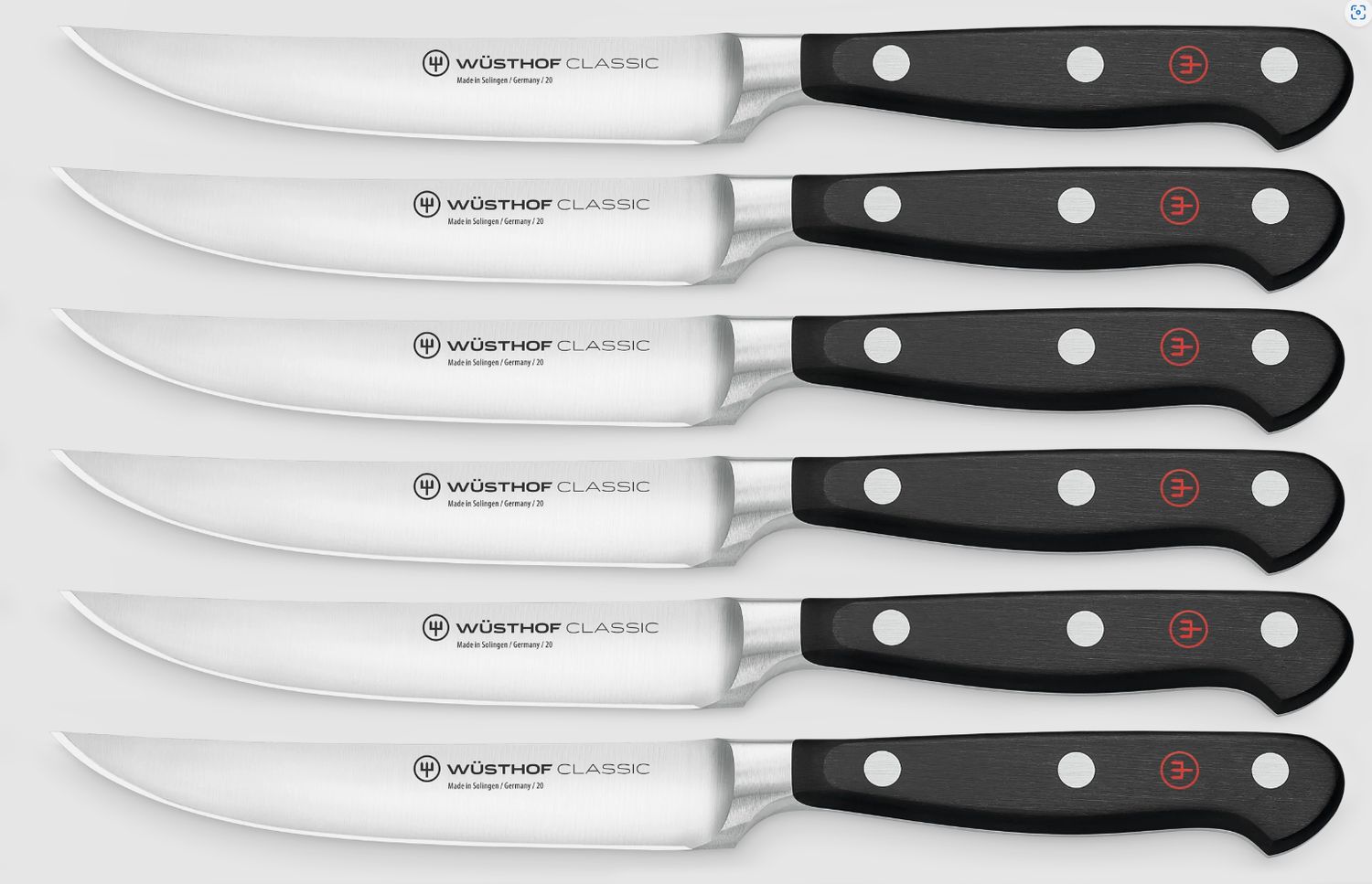 Wusthof Classic 6Pc Steak Knife Set, Black Handle
