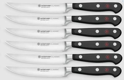 Wusthof Classic 6Pc Steak Knife Set, Black Handle
