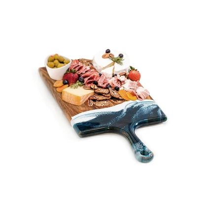 Lynn &amp; Liana Designs Large Acacia Cheeseboard -Navy &amp; White Metallic