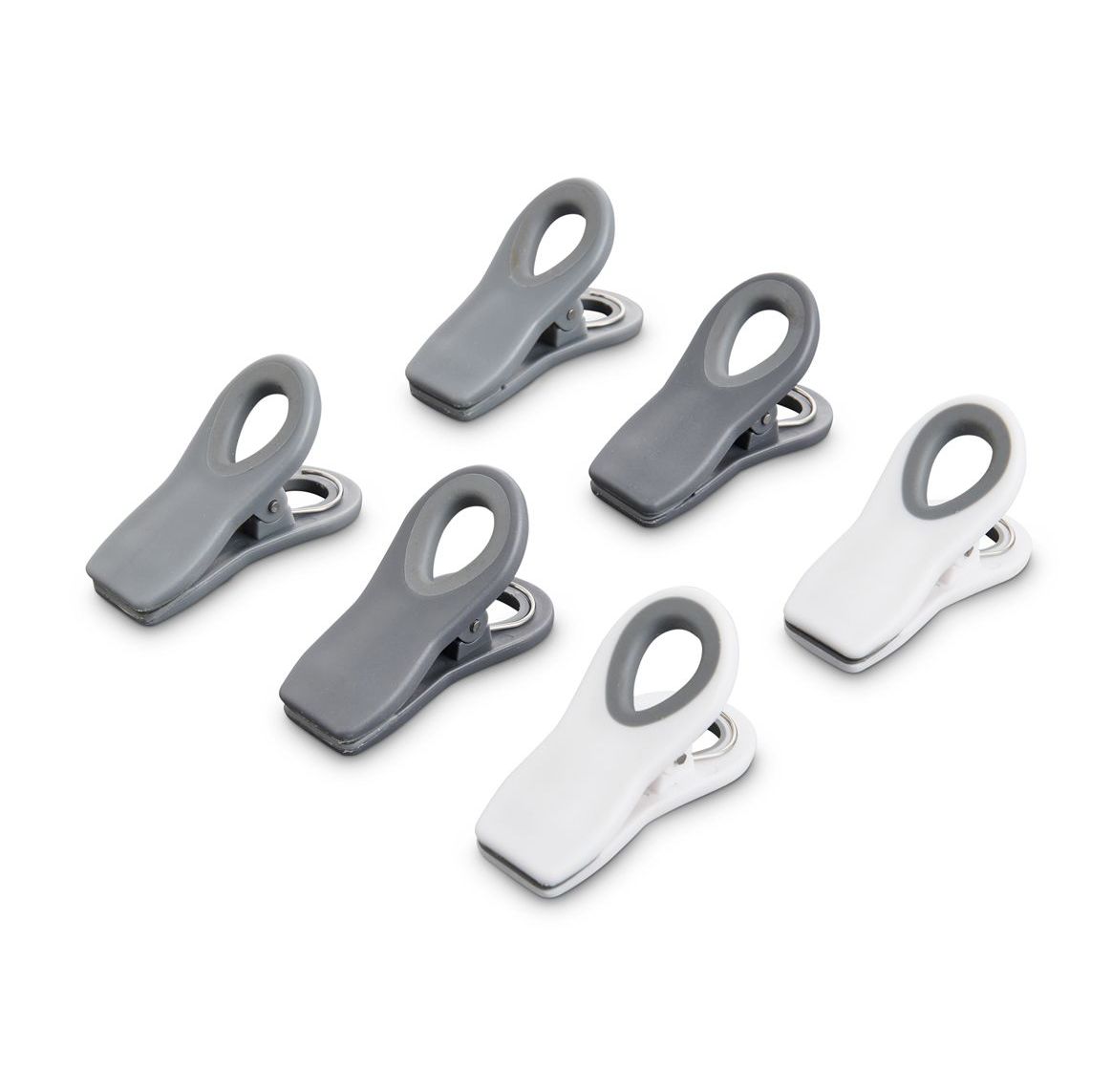 HIC Kitchen Multi-Purpose Magnetic Clips White, Grey, and Charcoal Set of 6