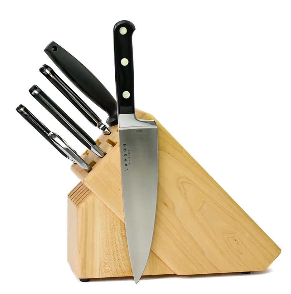 Lamson Premier Forged 7-Pc Knife Block Set Maple Block, MIDNIGHT Series