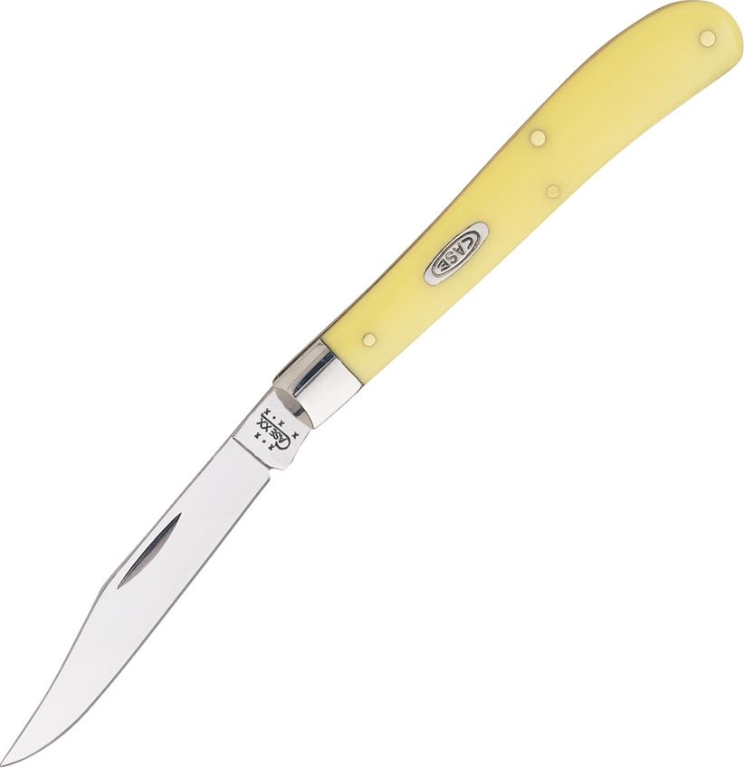 Case Cutlery Slimline Trapper Delrin Yellow Handle, Carbon