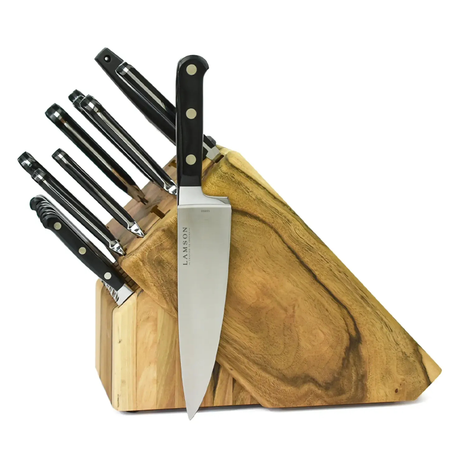 Lamson, Midnight 20 Piece Premier Forged Block Set, Natural Walnut Block