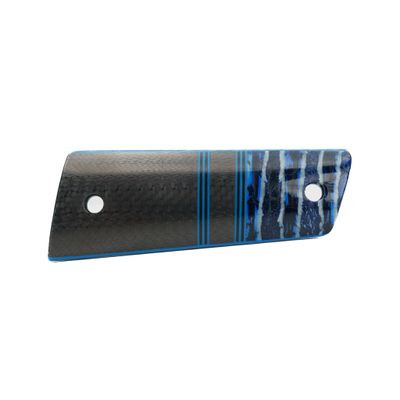 Santa Fe Stoneworks Segmented 1911 Grips- Blue Mammoth Tooth, Carbon Fiber, Blue G10 Accents