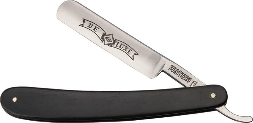 Giesen &amp; Forsthoff Straight Razor 5/8" Wide Carbon Steel, Ebony Wood Handle