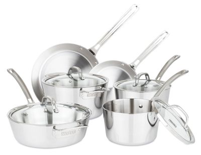 Viking Contemporary 3-Ply Stainless Steel 10-Piece Cookware Set with Glass Lids