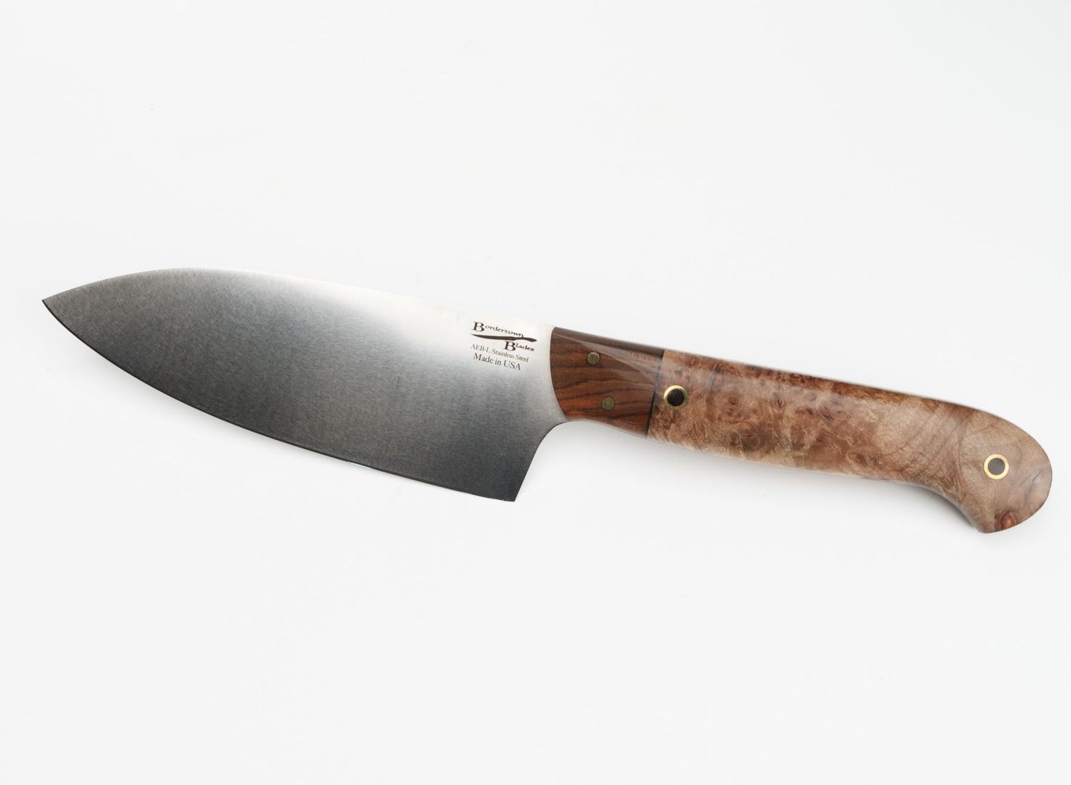 Bordertown Blades Custom 4.5" Utility Knife- Maple Burl &amp; Cocobolo Handle, AEB-L Steel