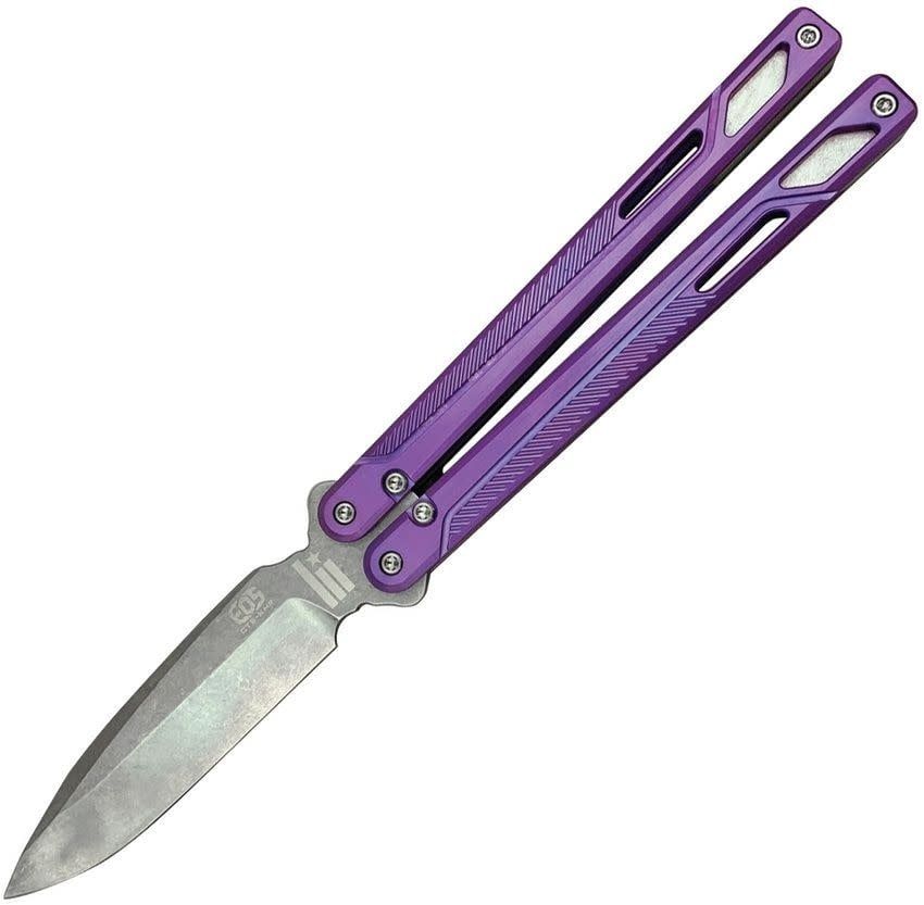 EOS Serpent Butterfly Knife with Purple Titanium Handle