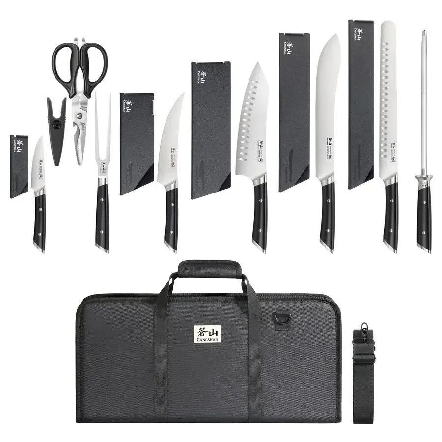 Cangshan Helena 9pc BBQ Knife Bag Set Black