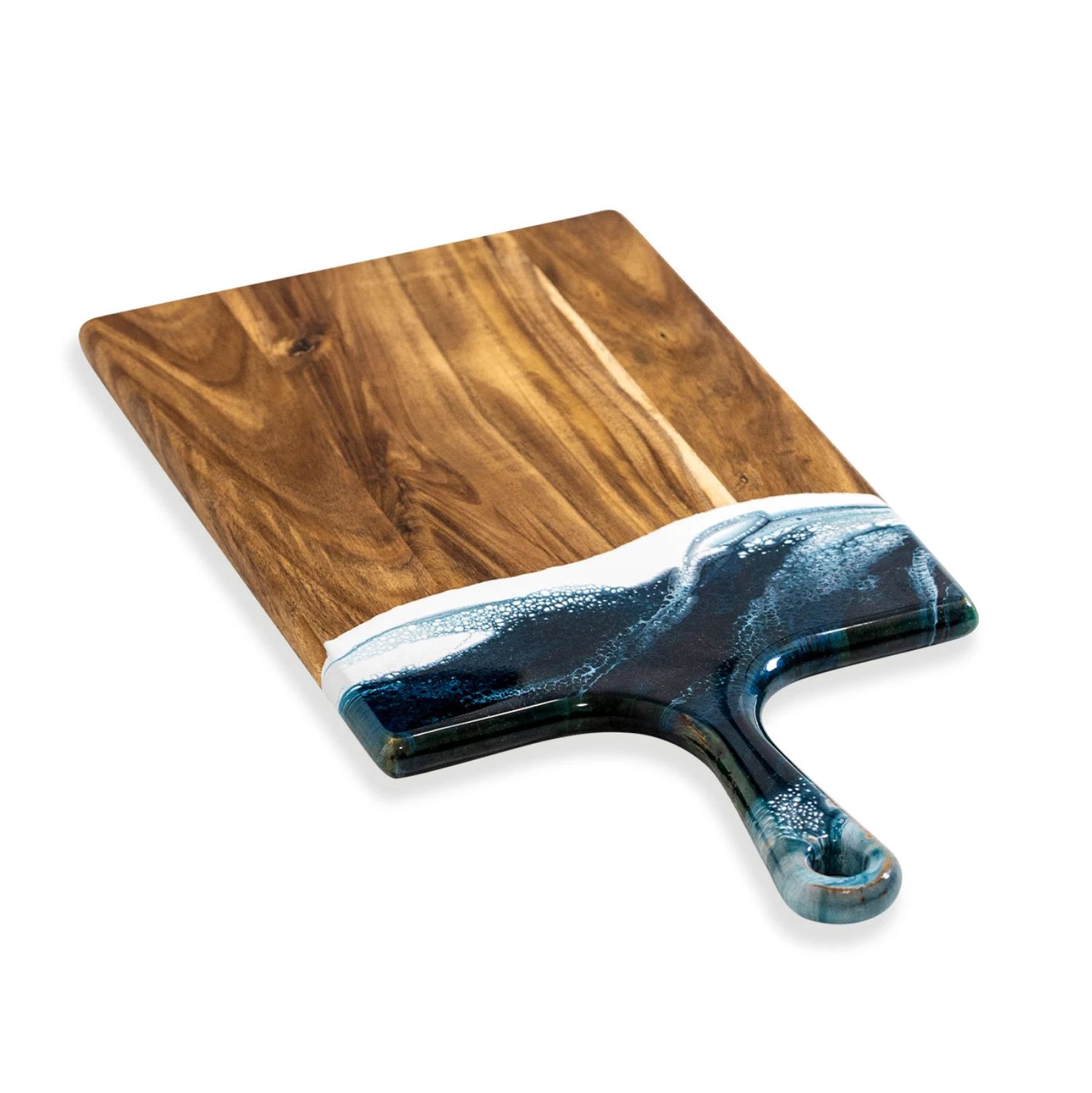Lynn &amp; Liana XL Acacia Cheese Board Navy, White Metallic