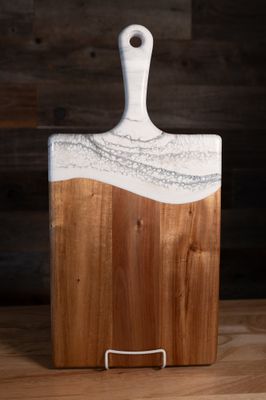 Lynn &amp; Liana, Large Acacia Cheese Board Marble 10" x 20"