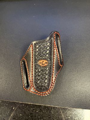 ECLJM Trapper Sheath, Angled Carry, Black/Black Basket Weave, Round Cut