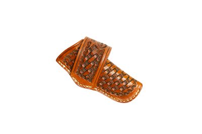 A&amp;M #34 Horizontal Hunter Sheath Tooled Light Brown